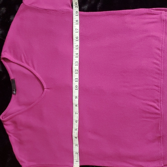 GIBSON Womens Fuchsia V-Neck Drop Shoulder Pullover Sweater-Hi-Lo Hem-EUC-Sz PXS - Picture 14 of 15